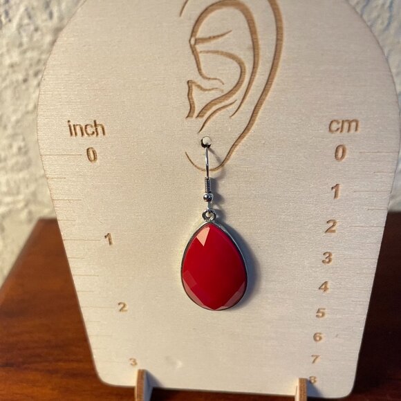 Bundle 3 for $12.  Red Tear Drop Dangle Earrings - Picture 2 of 2